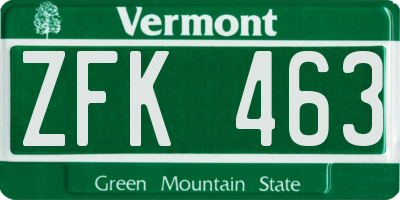 VT license plate ZFK463