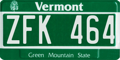 VT license plate ZFK464