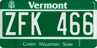 VT license plate ZFK466
