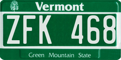 VT license plate ZFK468