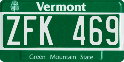 VT license plate ZFK469