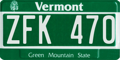 VT license plate ZFK470
