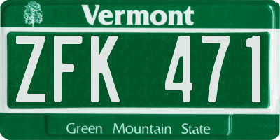 VT license plate ZFK471