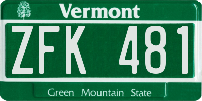 VT license plate ZFK481