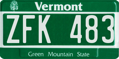 VT license plate ZFK483