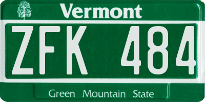 VT license plate ZFK484