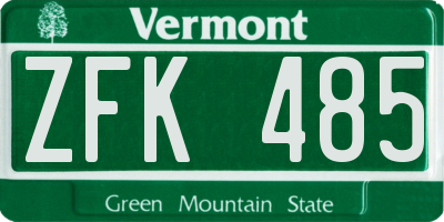 VT license plate ZFK485