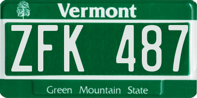 VT license plate ZFK487