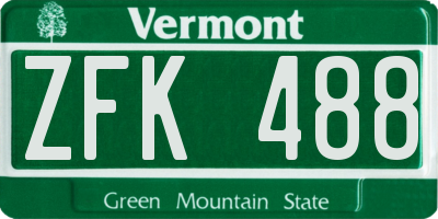VT license plate ZFK488