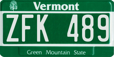 VT license plate ZFK489