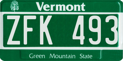 VT license plate ZFK493