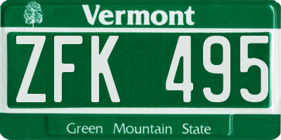 VT license plate ZFK495