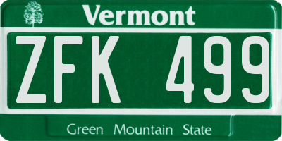 VT license plate ZFK499