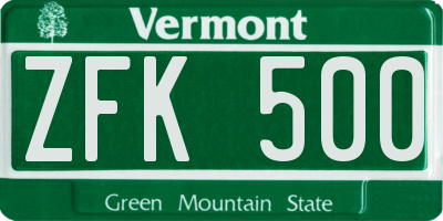 VT license plate ZFK500