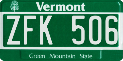 VT license plate ZFK506