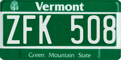 VT license plate ZFK508