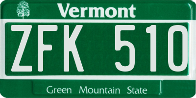 VT license plate ZFK510