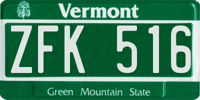 VT license plate ZFK516