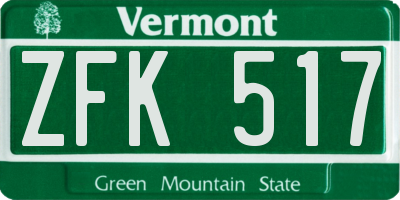 VT license plate ZFK517