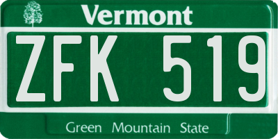 VT license plate ZFK519