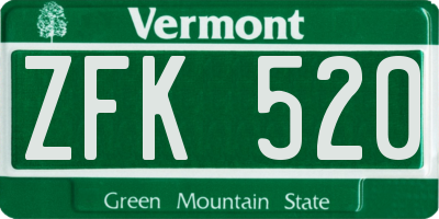 VT license plate ZFK520