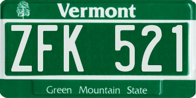 VT license plate ZFK521