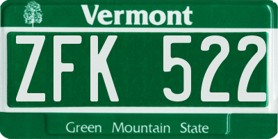 VT license plate ZFK522