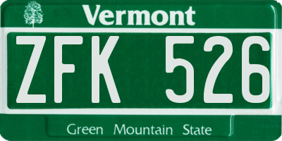 VT license plate ZFK526