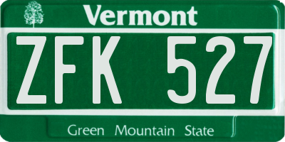 VT license plate ZFK527