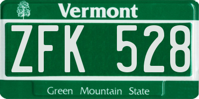 VT license plate ZFK528
