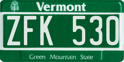 VT license plate ZFK530