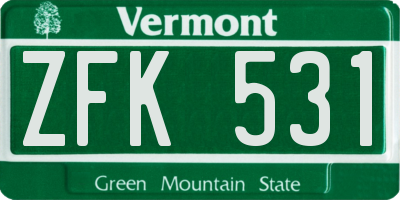 VT license plate ZFK531