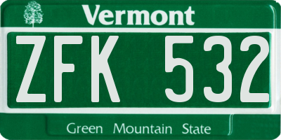 VT license plate ZFK532