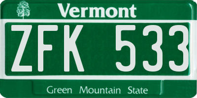 VT license plate ZFK533