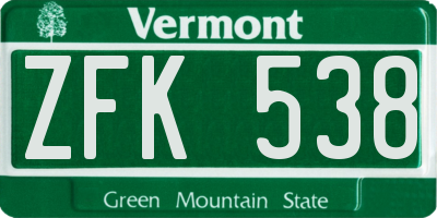 VT license plate ZFK538