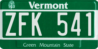 VT license plate ZFK541