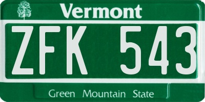 VT license plate ZFK543