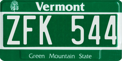 VT license plate ZFK544