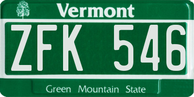 VT license plate ZFK546