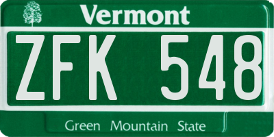VT license plate ZFK548