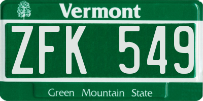 VT license plate ZFK549