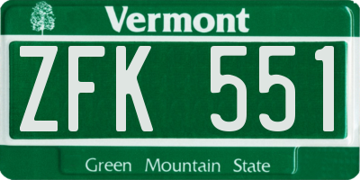 VT license plate ZFK551
