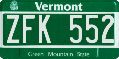 VT license plate ZFK552
