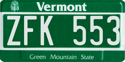 VT license plate ZFK553