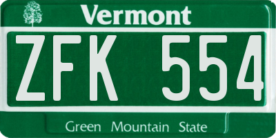 VT license plate ZFK554