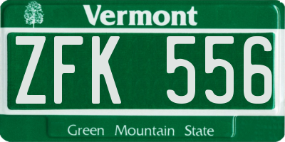 VT license plate ZFK556