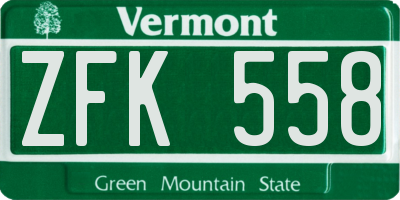 VT license plate ZFK558
