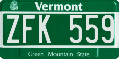 VT license plate ZFK559