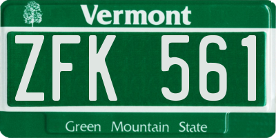 VT license plate ZFK561