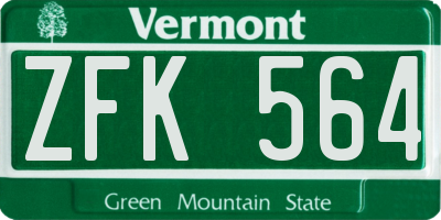 VT license plate ZFK564